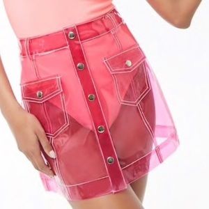 Vinyl hot pink mini skirt
